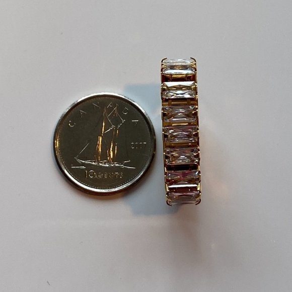 White Baguette Cubic Zirconia Stainless Steel Earrings - Picture 10 of 11